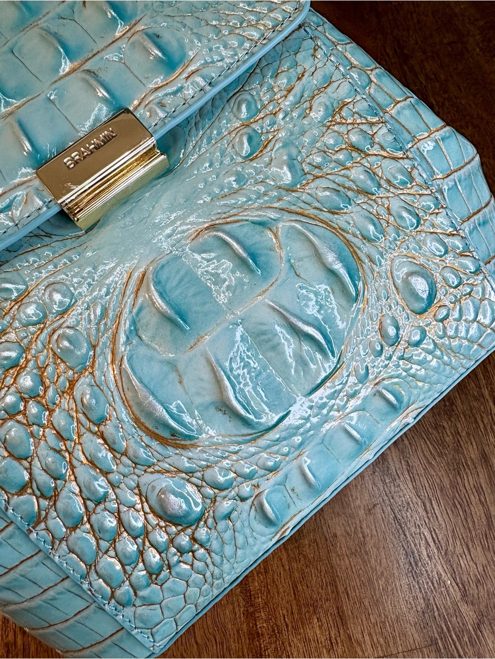 Brahmin NWOT Margo - Waterfall - 3 FULL EYES - Metallic - Gorgeous - Picture 14 of 16